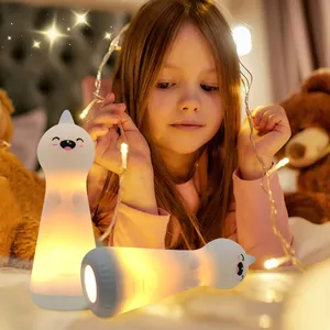 Senter portabel kecil 2 IN 1, senter lampu malam Mini berkemah luar ruangan, mainan bayi bersaku LED isi ulang daya untuk anak-anak
