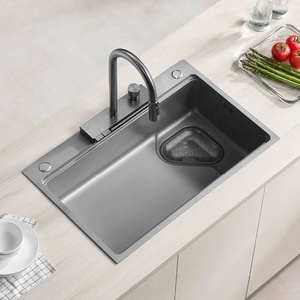 อ่างล้างจานสแตนเลสนาโนขนาดใหญ่แบบหลุมเดียวสำหรับครัวเรือน ทนทาน แข็งแรง - Product Image 1