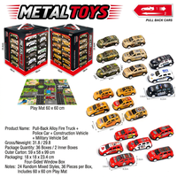 QSTOYS Ensemble de voitures miniatures en alliage à rétrofriction, collection de véhicules métalliques avec tapis de jeu
