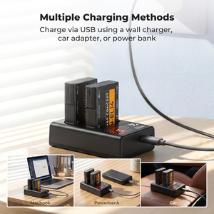 Chargeur rapide double fente K&F Concept EN-EL14 pour batteries d'appareil photo <span class=keywords><strong>Nikon</strong></span> D3500 D5600 D3200 <span class=keywords><strong>D3300</strong></span> D3400 D5500 P7800 - Product Image 4