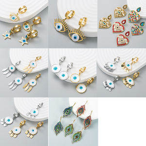 แฟชั่นมะพร้าวเชลล์ห่วงต่างหูสแตนเลสต่างหูตา - Product Image 2