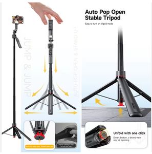 Mini stabilisateur de téléphone portable télescopique pliable en alliage d'aluminium avec suivi intelligent AI à 360° et contrôle automatique du visage, trépied pour selfie - Product Image 2