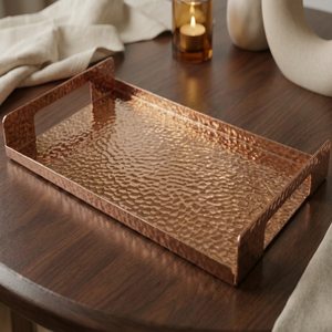 Creative hot sale <b>metal</b> Copper Decorative Tray designed with embossed antique patterns for exclusive table presentations Home - Product Image 1