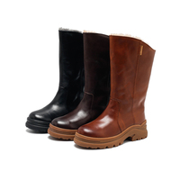 Bottes hautes à lacets pour femmes, brillantes, pour l'hiver, avec semelle en caoutchouc, augmentant la taille