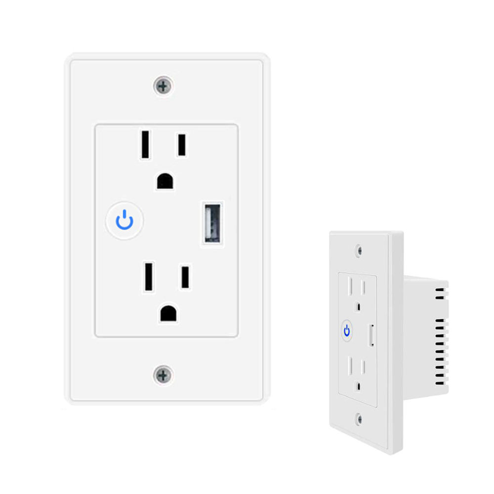 HONPNK Tuya Timer On/off Remote Control Voice Control USB Support US Standard Smart Socket WiFi Wall Socket