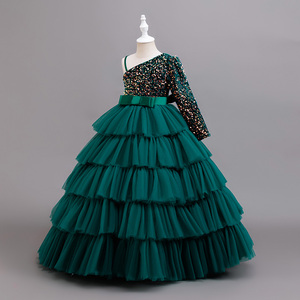 Abito monospalla con paillettes e scollo <span class=keywords><strong>all</strong></span>'americana senza maniche <span class=keywords><strong>per</strong></span> bambine, abito da principessa <span class=keywords><strong>per</strong></span> banchetti - Product Image 4