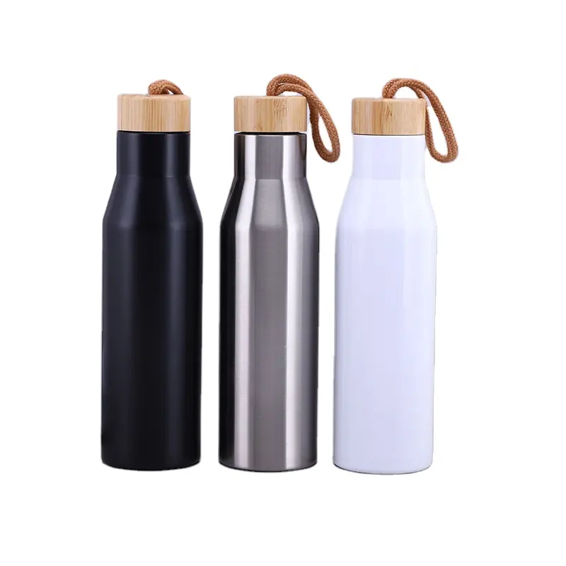 Flacon à vide portable de bouteille d'eau en acier inoxydable isolé de 500ml avec couvercle de corde à l'intérieur et à l'extérieur