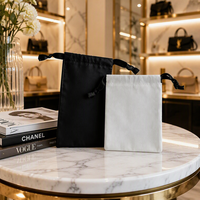 Sac à cordon en toile blanc/noir, léger, pliable, avec cordon de serrage, pochette anti-poussière pour le rangement de cosmétiques et de bijoux