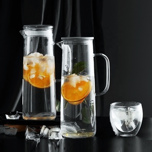 Haute Borosilicate Pichet D'eau En Verre/<span class=keywords><strong>Carafe</strong></span>/<span class=keywords><strong>Cruche</strong></span> et Couvercle En Bambou - Product Image 5