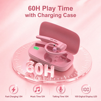 Auriculares Inalámbricos Qualcomm con Micrófono Certificados por la CE para Teléfono de Trabajo, Color Rosa y Negro, Auriculares Bluetooth V5.0 para Teléfonos Celulares