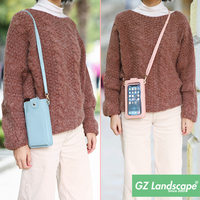 Sac de téléphone portable universel en cuir pu pour femmes, pochette de téléphone portable à bandoulière solide pour filles