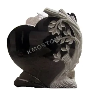 Black granite flower carving tombstone granite tombstone pictures and price