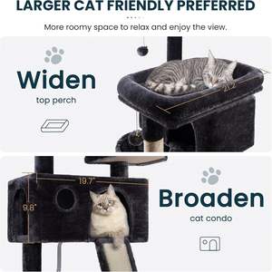 Kedi ağaçları ve Scratcher kedi tırmalamak kurulu 36-inch siyah kedi ağacı kulesi hamak Sisal Scratch <span class=keywords><strong>Post</strong></span> ile yavru küçük odalar için - Product Image 3