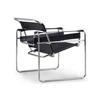 Fauteuil Designer Haut de Gamme Moderne en Similicuir de Selle pour Salon, Chambre, Hôtel, avec Cadre Métallique