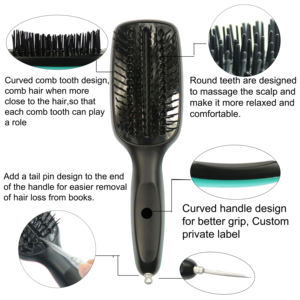 OEM/ODM Salon Styling a soffiaggio groviglio districante <span class=keywords><strong>spazzola</strong></span> per <span class=keywords><strong>capelli</strong></span> pacchetto personalizzato dieci righe setole flessibili Wet districler <span class=keywords><strong>spazzola</strong></span> per <span class=keywords><strong>capelli</strong></span> - Product Image 3