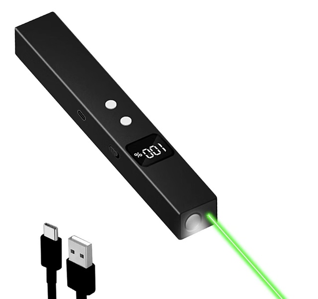 JF Type-C Red-Light Laser Pointer Pen Flashlight Rechargeable Long-Range Beam 1000m High-Power Smart Battery-Level Display