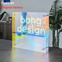Signalisation personnalisée en acrylique néon PVC néon rectangulaire Lumières LED Enseignes de magasin Panneaux d'affichage Boîtes lumineuses en acrylique finition miroir