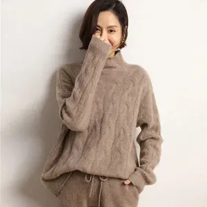 Winter casual long sleeve cashmere womens sweater custom label support OEM service 100% cashmere sweater