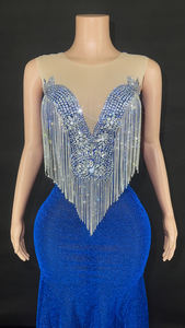 Gaun <span class=keywords><strong>Prom</strong></span> berkilau model baru gaun pengiring pengantin biru dongker elegan untuk Klub - Product Image 4