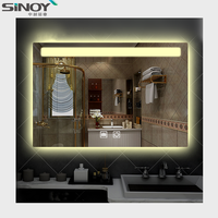 Vente en gros écran tactile de salle de bains anti-buée LED éclairé maquillage miroir intelligent verre LED miroir