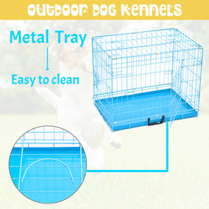 Mavi renk fabrika toptan katlanır Metal köpek sandık kedi hayvan kafesi köpek kulübesi kafes - Product Image 5