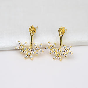 Anillo Doble de Hoja Personalizado de Plata S925 para Mujer, Abierto y Ajustable, Accesorio DIY, Pendientes de Botón Modernos 1255 - Product Image 5