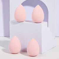 Lot de 4 éponges de maquillage douces en forme d'œuf, lavables, pour application de poudre, utilisation double (sèche et humide)