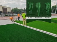 Rumput Buatan Berkualitas Tinggi untuk Lapangan Sepak Bola Ramah Hewan Peliharaan Perawatan Rendah Tahan UV PE untuk Lapangan Sepak Bola Taman