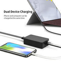 Chargeur de batterie d'ordinateur portable électronique de remplacement Japter 36W 12V 2.58A avec port USB, adaptateur secteur pour Microsoft Surface Pro RT 2