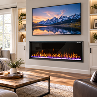 Cheminée électrique encastrée murale certifiée CE de 60 pouces, avec LED intelligentes 12 couleurs, insert chauffant, OEM, décoration de luxe pour la maison