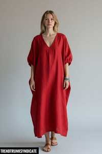 Royal Blue Knitted A-Line Maxi Dress Regular V Neck <b>Kaftan</b> Casual Eco-Friendly Womens Long <b>Beach</b> Resort Wear B2B Wholesale - Product Image 5