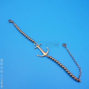 สร้อยข้อมือลูกปัดจี้รูปสมอเรือสีโรสโกลด์เครื่องประดับสวมใส่ได้ทุกวัน - Product Image 3