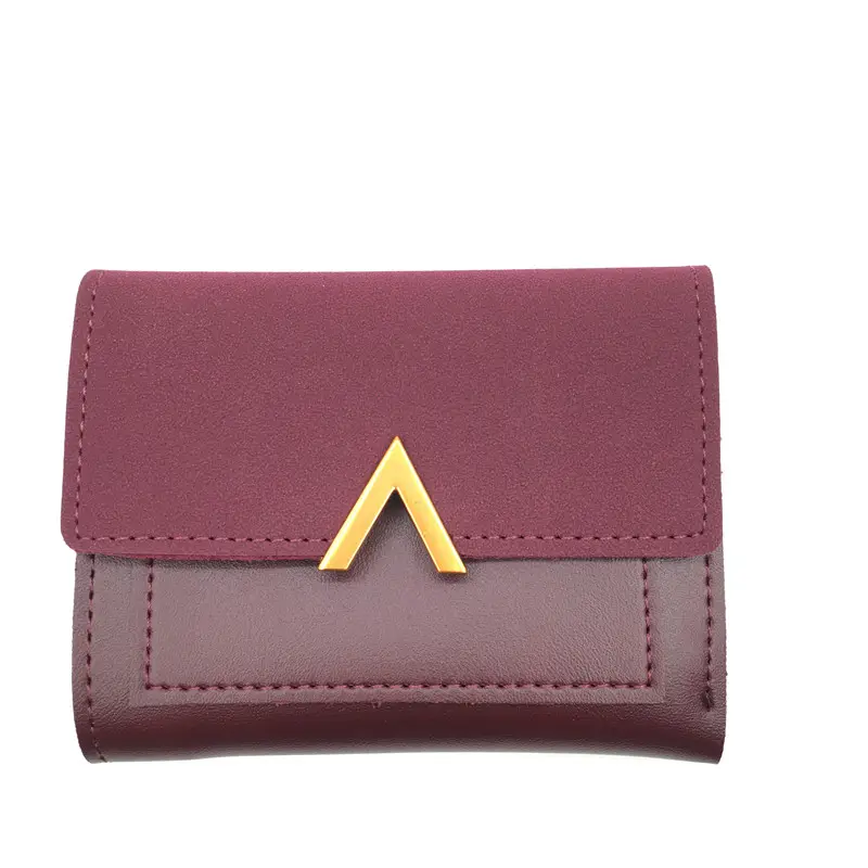 Dompet pendek wanita, dompet kulit wanita lipat kepribadian v-huruf lucu, tas kartu dekoratif