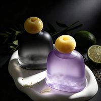 Diffuseur d'arômes haut de gamme sans flamme pour la maison et le bureau, en verre en forme de cloche, imprimé, avec bâtonnets en rotin, bouteille de 200 ml