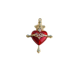 European Style Crown Heart Cross Pendant Alloy Jewelry Findings For <b>Necklace</b> Making With Cubic Zirconia GJ352 - Product Image 5