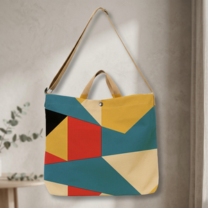 Custom Brand Geometric Print Canvas Shopping <b>Bag</b> <b>Medium</b> <b>Size</b> Hand Length Handle Daily Use Tote - Product Image 2