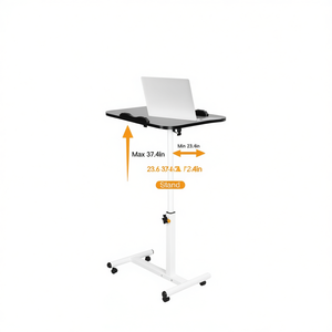 Bureau de bureau à domicile pliable noir roues de Table d'ordinateur portable à roulettes inclinables à 90 ° chariot d'ordinateur de chevet réglable en hauteur pour - Product Image 1