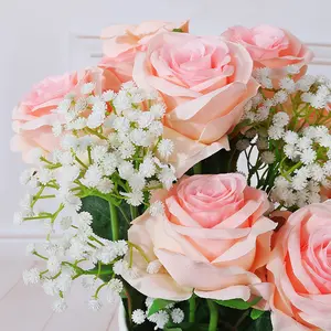 Hoge Kwaliteit Schoonheid Bruiloft Decoratieve Zijde Latex Rose Kunstmatige Real Touch Witte Kunstbloemen Rose
