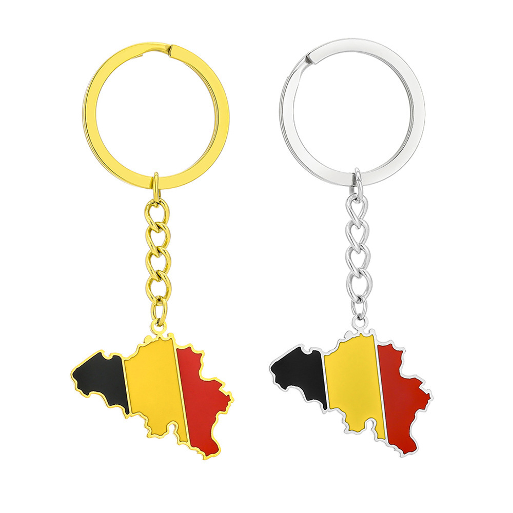 Belgium Flag Key Chain – 100% Embroidered, Merrow Border, 5x1.25 Inches, Steel Ring - View #13