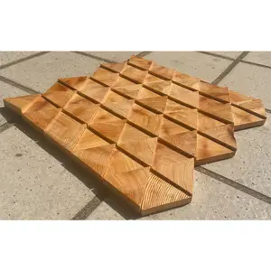 红木海木面板实木马赛克瓷砖3D背景马赛克瓷砖方形芯片装饰建筑贴面米色三角形