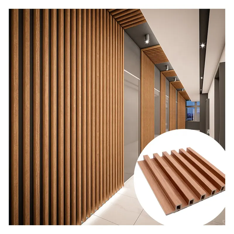 Panel de pared interior WPC Panel de pared compuesto de plástico de madera 3D