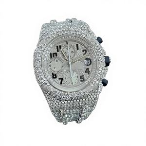 Reloj Automático de Lujo con Diamantes y Moissanita, Estilo Hip Hop, con Correa de Acero Inoxidable, Resistente al Agua 10 Bar, para Hombre - Product Image 1