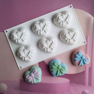 Moule à gâteau en silicone série Saint-Valentin, en forme de cœur avec nœud, pour mousse, cuisson au four, emballé individuellement, chocolat - Product Image 4