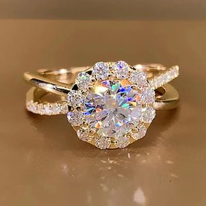 Anillo de Diamantes Q533, Oro Sólido de 18K, Corte Brillante Redondo, Diamante Natural, Joyería de Compromiso para Mujer, Color G - Product Image 6