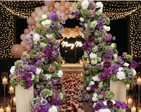 Composition florale artificielle moderne en soie violette réaliste, faite à la main, pour arche de mariage, toile de fond de fête et événements