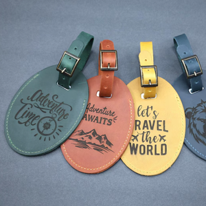 Étiquette <span class=keywords><strong>en</strong></span> cuir véritable Crazy Horse de forme ovale, étiquette de cadeau de mariage, étiquette de cadeau de voyage, étiquette de bagage <span class=keywords><strong>en</strong></span> cuir vintage - Product Image 5