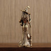 Estatua de Bruja de la Luna Mágica, Figura de Mago de Latón, Adorno Decorativo para el Hogar, Decoración para la Entrada de la Sala de Estar