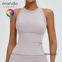 Camiseta Deportiva con Sujetador Incorporado para Mujer, Tirantes Cruzados en la Espalda, Ajustada, Nuevos Colores Retro para Yoga, Gimnasio y Fitness