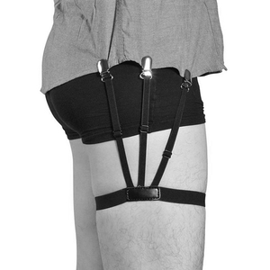 NC-132 Bijoux de corps sexy unisexe noir, jarretière, bas, porte-jarretelles, anneaux de jambe esclave, chaîne de jambe sexy en cuir PU - Product Image 1