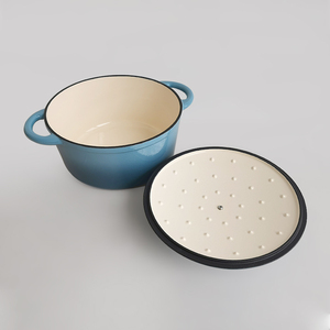 Casserole ronde <span class=keywords><strong>en</strong></span> <span class=keywords><strong>fonte</strong></span> émaillée, ustensiles de cuisine pour la maison, 24 cm, bleu, casseroles de cuisson - Product Image 3